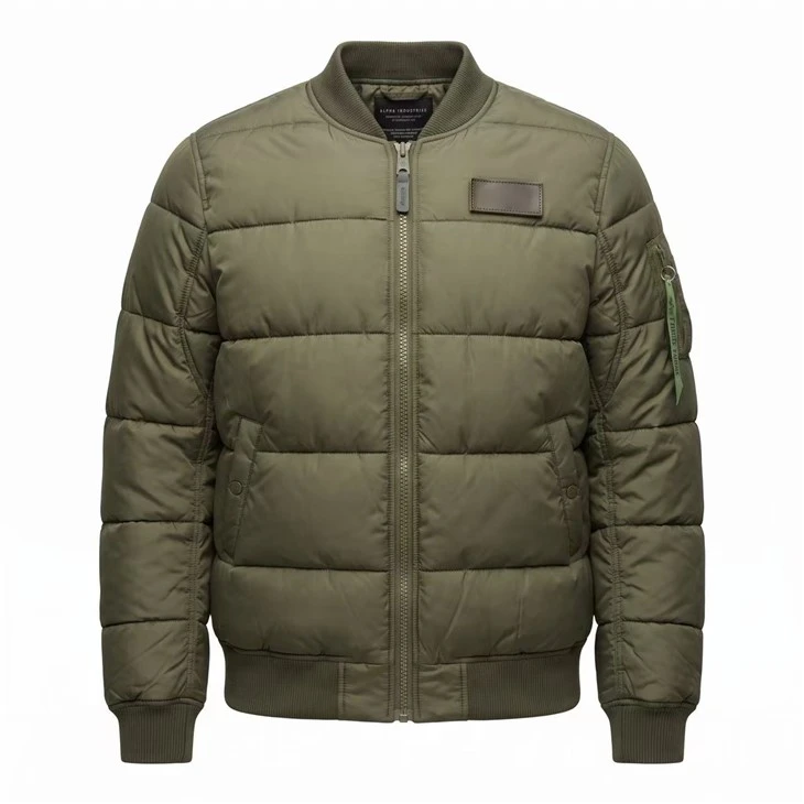 Moška puffy prešita bomber jakna