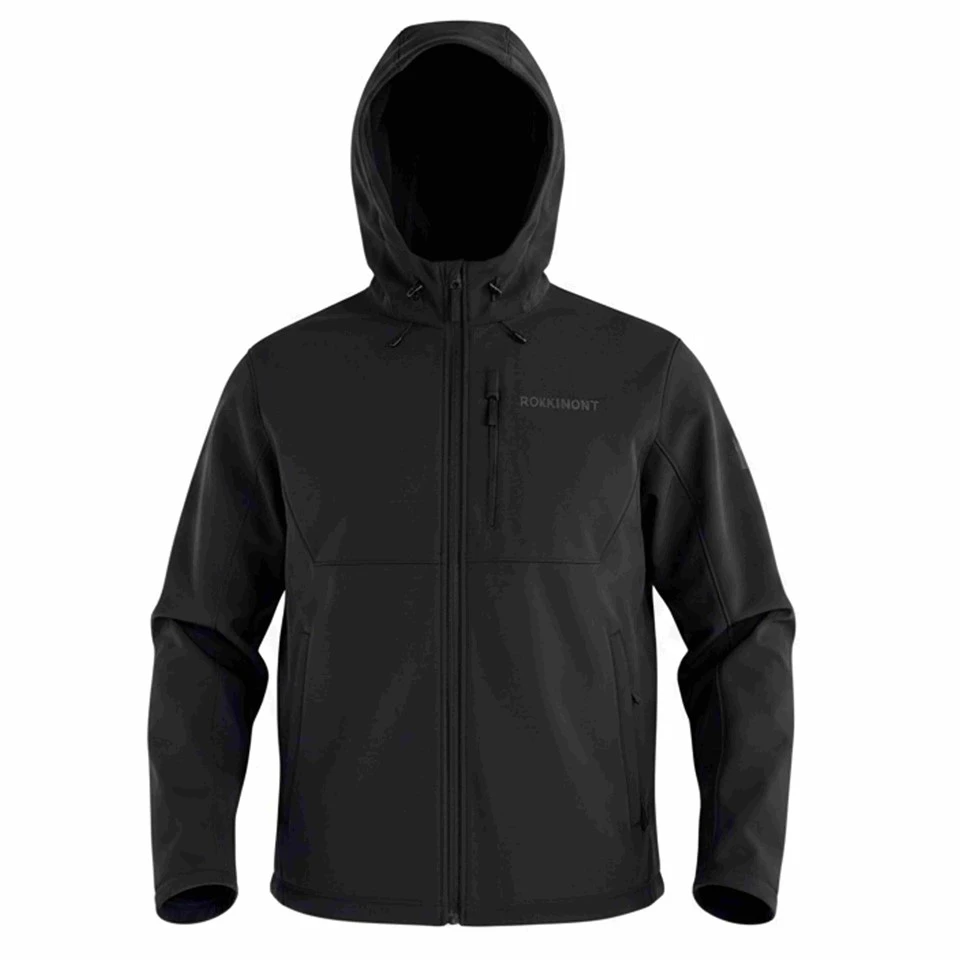 Moška črna softshell jakna s kapuco